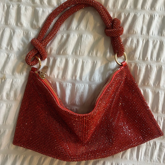 cult gaia Red Beaded Knotted Handle Shoulder Bag - Picture 2 of 2